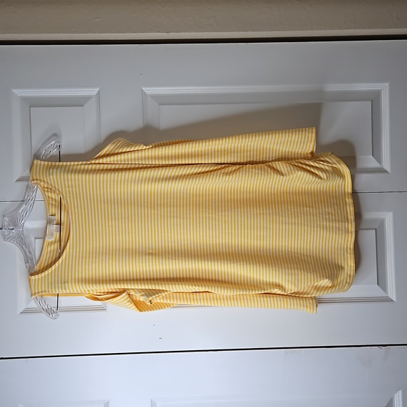 Michael Kors Yellow White Stripes Long Sleeve With Cut Out Shoulders Shirt Sz 1X - Picture 2 of 15